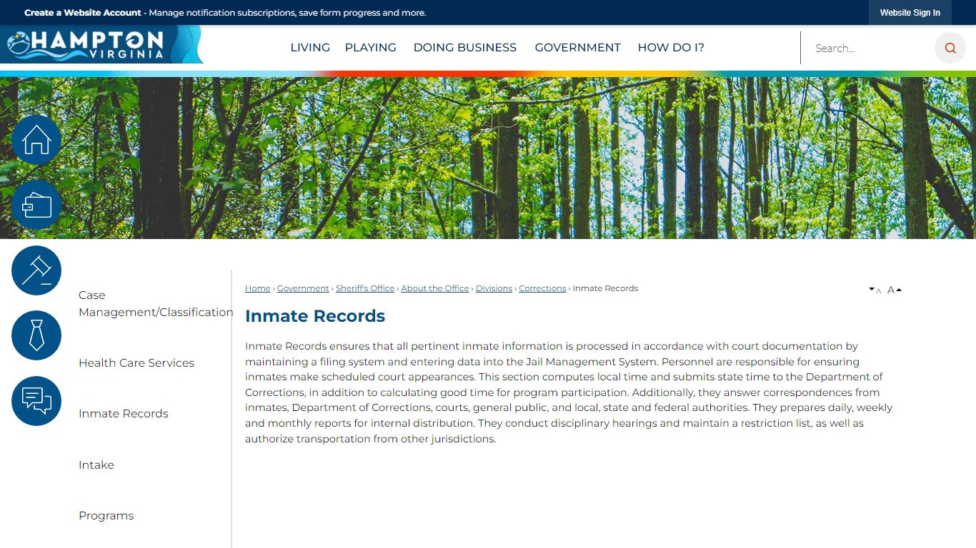Inmate Records | Hampton, VA - Official Website